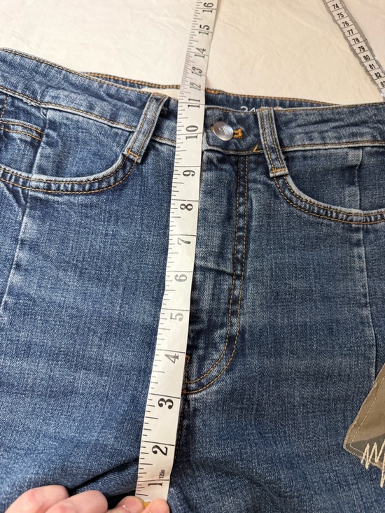 PILCRO ANTHROPOLOGIE Kenna Mid Rise Heritage Barrel Jeans Camo Patchwork 24 - Picture 9 of 11